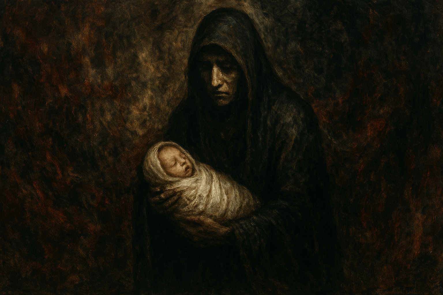 Newborn baby wrapped in a white cloth during naming ceremony in Japan – 七夜の命名儀式と古代日本の霊魂観