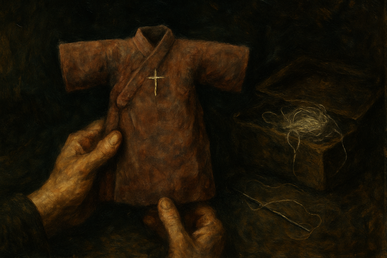 Embroidered child’s kimono with traditional Japanese semamori stitch – 背守りに込められた母の祈りと魔除けの民俗信仰