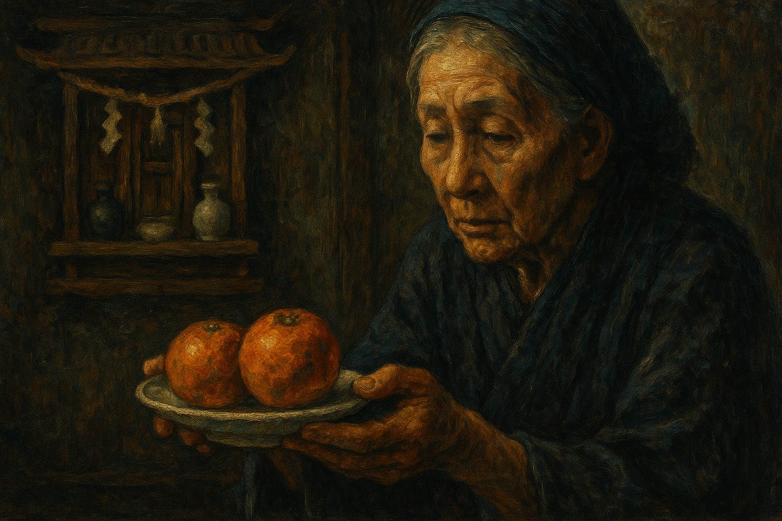 Offering food at a Japanese kamidana altar – a cultural ritual symbolizing gratitude and divine connection.